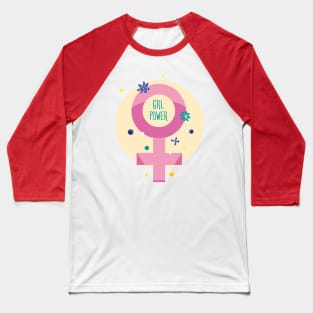 Girl power feminism slogan. Pink symbol of female Baseball T-Shirt